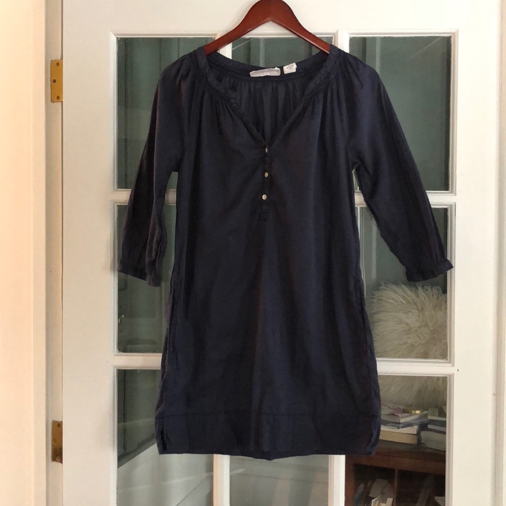 H&M chambray blue linen shift dress